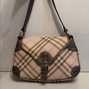 Burberry Pink Check Canvas Shoulder Bag